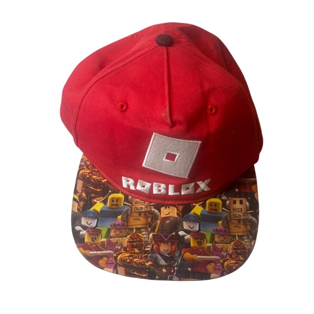 Roblox Snapback Hat Youth OSFM Red Character Print Flat Brim Cap RN115665